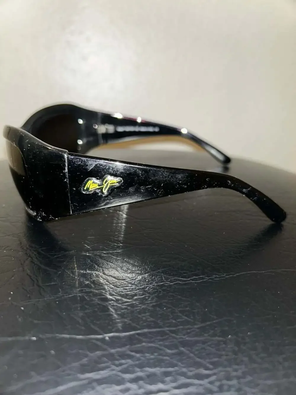 Maui Jim MJ-134-02 Black Wraparound Sunglasses